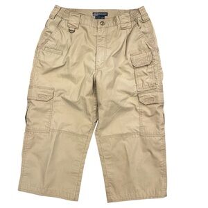 5.11 Tactical Series Cargo capri Pants W32” khaki Ripstop Double Knee Gear